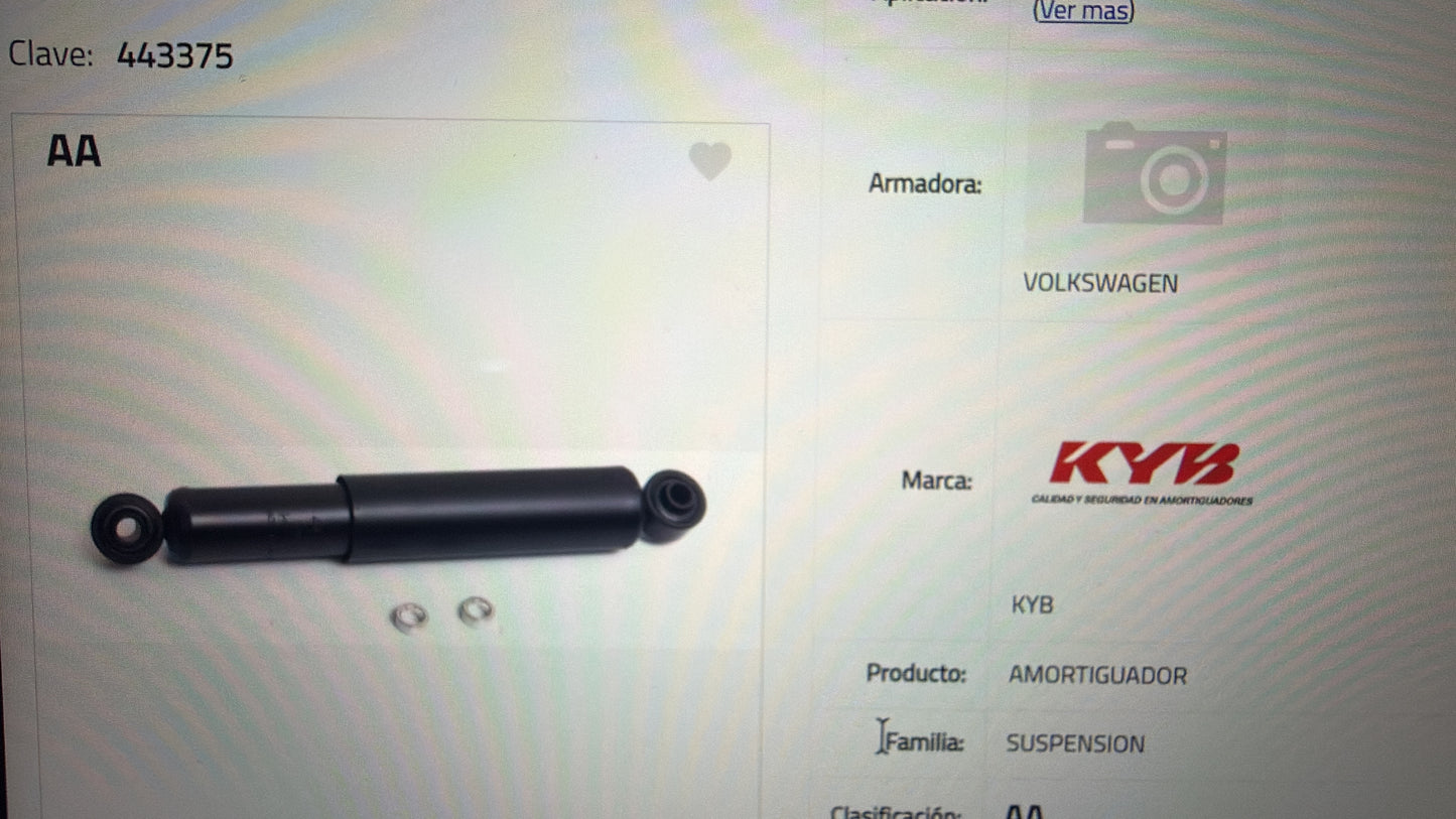 Amortiguador trasero Volkswagen Sedan Vocho KyB