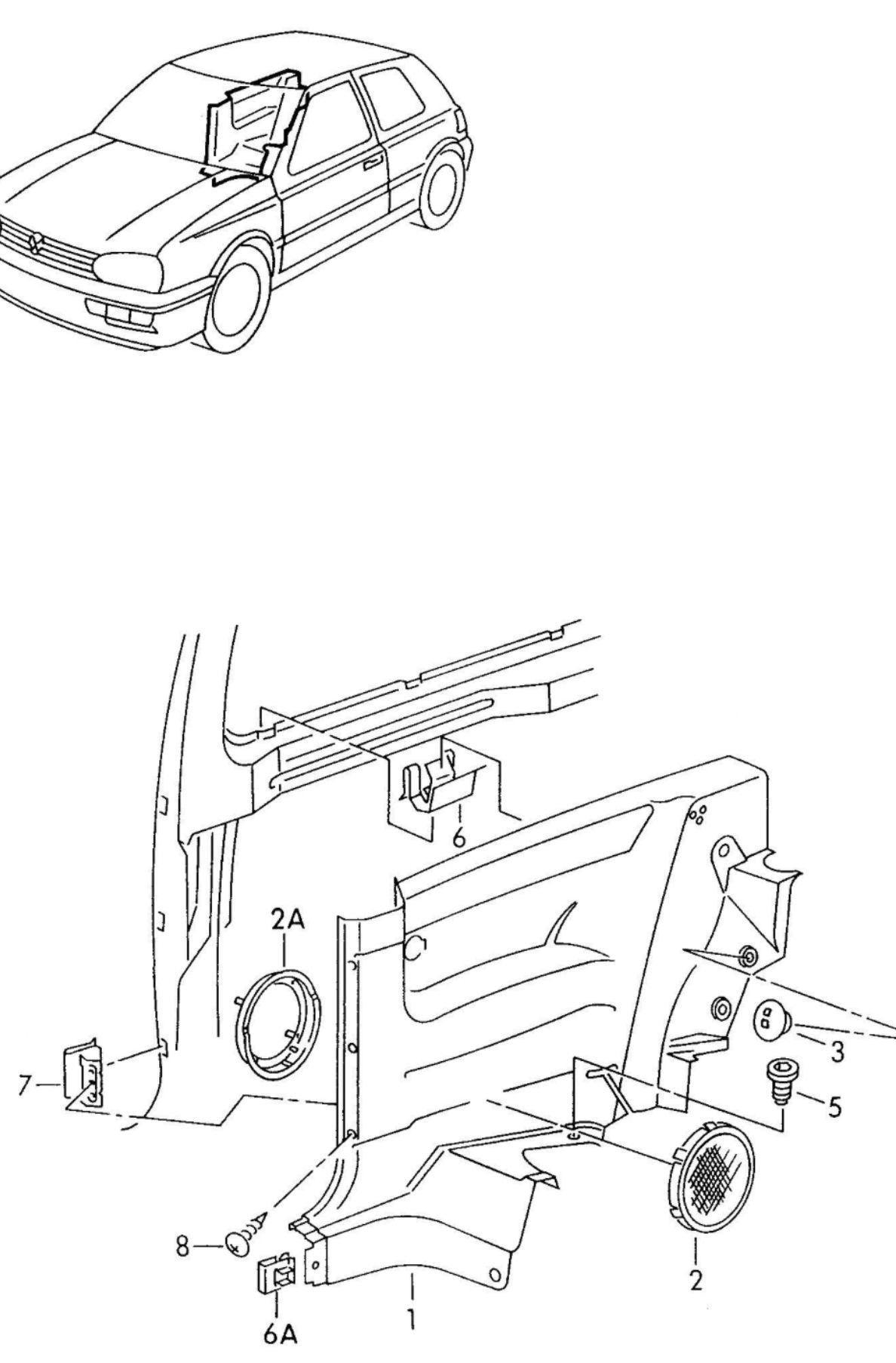 Tapa bocina trasera Volkswagen Golf Mk3 1991-1999